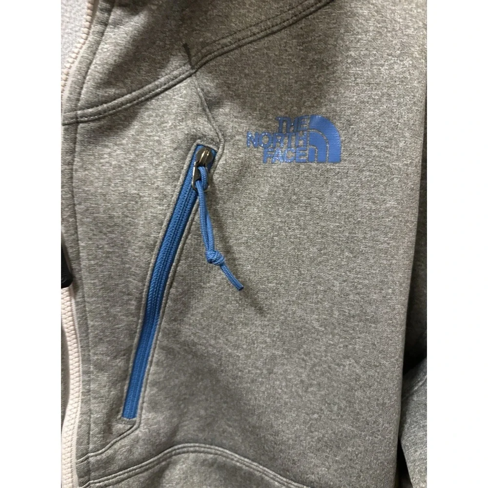 The North Face Mens XL Gray Blue Full Zip Grid Fleece Jacket Active Mid Layer